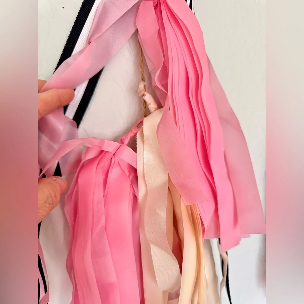 48” Set of 3 Elegant Pink & White Tassel Garland Streamers for Party, Wedding